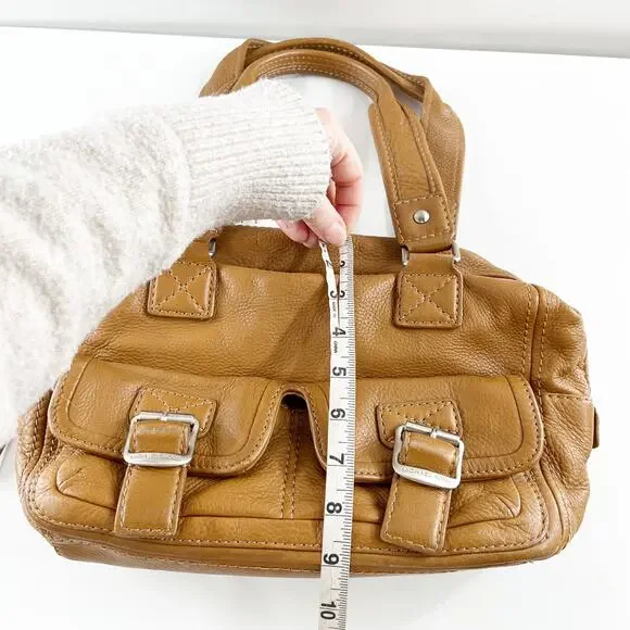 Michael Kors Leather Satchel Bowler Purse Handbag Bag Brown Cognac - Picture 8 of 9